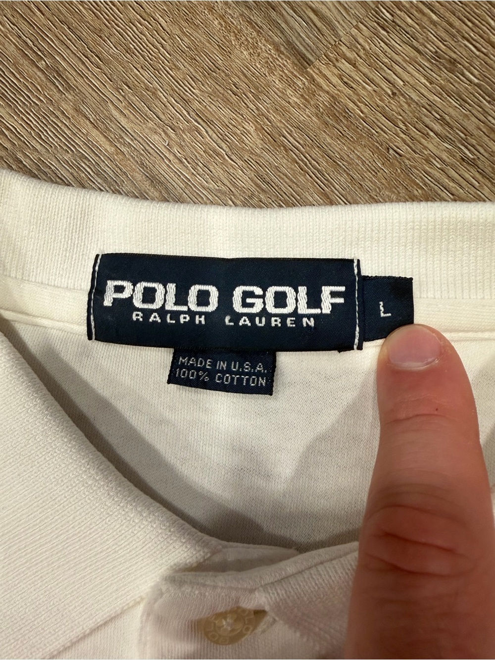 Vtg 90s Polo Golf Ralph Lauren Mens Large Spell Out Made In USA Polo Shirt White - Picture 3 of 3